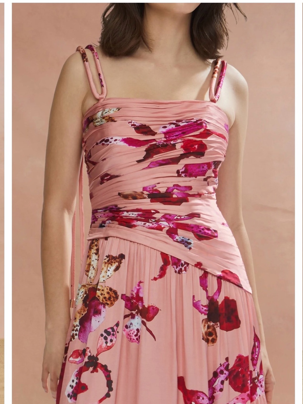 AMUR NWT Pink Floral Ruched Maxi Dress Sz0